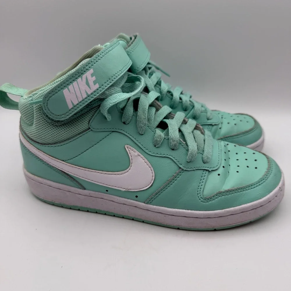Nike Court Borough Mid 2 Mint Green Sneakers High Top‎ Shoes Kids Size 5.5Y